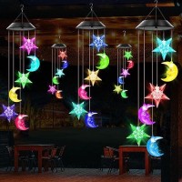 Wenana Star And Moon Solar Wind Chimes Color Changing Lights Outdoor Best Gifts For Mom Grandma Women Wife Aunt Sister Unique