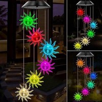 Wenana Sunflower Solar Wind Chimes Color Changing Lights Outdoor Best Gifts For Mom Grandma Women Wife Aunt Sister Unique Mobi