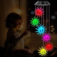 Wenana Sunflower Solar Wind Chimes Color Changing Lights Outdoor Best Gifts For Mom Grandma Women Wife Aunt Sister Unique Mobi