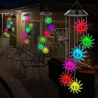 Wenana Sunflower Solar Wind Chimes Color Changing Lights Outdoor Best Gifts For Mom Grandma Women Wife Aunt Sister Unique Mobi