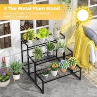 Simple Trending 3 Tier Metal Plant Stand Outdoor Indoor Waterproof Stackable Heavy Duty Tall Plant Shelf Flower Pot Holder For