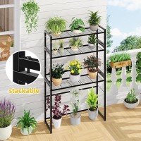 Simple Trending 3 Tier Metal Plant Stand Outdoor Indoor Waterproof Stackable Heavy Duty Tall Plant Shelf Flower Pot Holder For