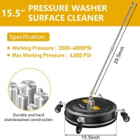 Eveage 155 Pressure Washer Surface Cleaner With 4 Wheels Stainless Steel Power Washer Accessory For Driveways Patios Cleanin