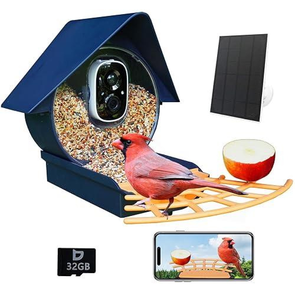 Birdkiss Smart Bird Feeder With Camera Solar Powered Ai Auto Capture Each Bird Come Identify Bird Species Bird Watching Came