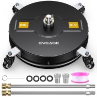 Eveage 165 Black Pressure Washer Surface Cleaner Stainless Steel Power Washer Surface Cleaner Wextension Wand Wheels 4 And