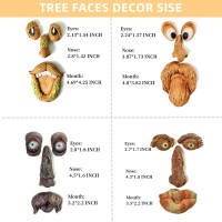 Innolites 4 Pack Tree Faces Decor Outdoor 12 Inch Tree Face Statues Old Man Tree Hugger Bark Ghost Face Decoration Funny Yard A