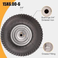 15X6006 Lawn Mower Tires 4 Ply Tubeless Front Tire Assembly Replacement For Craftsman Mower 570Lbs Capacity 3Offset Hub 34