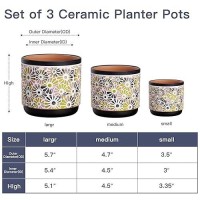 Qipecedm 3 Piece Ceramic Plant Pots  5.7/4.7/3.5/Inch Planters With Drainage Hole  Outdoor Indoor Flower Pots Set  Modern Decorative Plant Pots For Lilies  Cacti  Succulents  Snakes  Bamboo(Black)