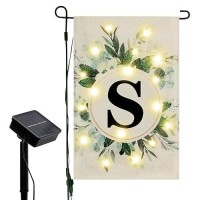 Lighted Spring Garden Flag For Outside Led Letter S Garden Flag Personalized Wreath Yard Flag Unique Family Last Name Initial