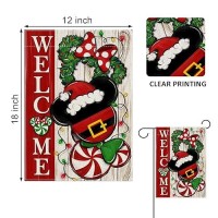 Covido Welcome Christmas Mouse Santa Decorative Garden Flag Xmas Peppermint Candy Wreath Ornament Yard Outside Decorations Win