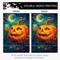 Dacawin Halloween Garden Flag Pumpkin Garden Flag Custom Personalized Funny Garden Flags Arts Starry Night Sky Moon Yard Flag Do