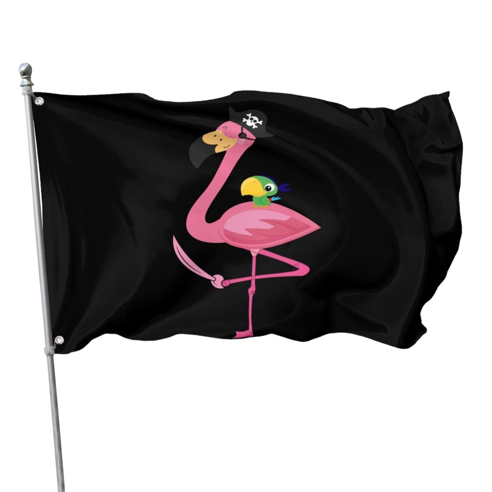 Pirate Flamingo Flag 3X5 Ft Outdoor Indoor With Grommet Garden Yard Outside Banner Decorative Sign