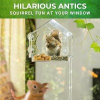 Window Squirrel Feeder Funny Chipmunk Feeder Easy To Install No Assembly Needed Includes Evergrip 4X Suction Cups Squir