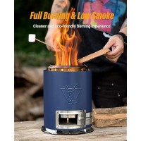 Yefu Tabletop Fire Pit 9.7 X 7.1 In  Flame Intensity Control Camping Stove For Outdoor & Patio  Fueled By Pellets Or Wood  Safe Burning Table Top Firepit  With Travel Bag & 2 Mini Sticks  Blue