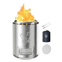 Yefu Tabletop Fire Pit 9.7 X 7.1 In  Flame Intensity Control Camping Stove For Outdoor & Patio  Fueled By Pellets Or Wood  Safe Burning Table Top Firepit  With Travel Bag & 2 Mini Sticks  Silver