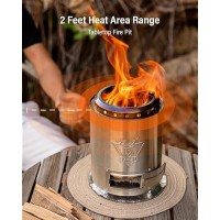 Yefu Tabletop Fire Pit 9.7 X 7.1 In  Flame Intensity Control Camping Stove For Outdoor & Patio  Fueled By Pellets Or Wood  Safe Burning Table Top Firepit  With Travel Bag & 2 Mini Sticks  Silver