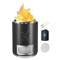 Yefu Tabletop Fire Pit 9.7 X 7.1 In  Flame Intensity Control Camping Stove For Outdoor & Patio  Fueled By Pellets Or Wood  Safe Burning Table Top Firepit  With Travel Bag & 2 Mini Sticks  Black