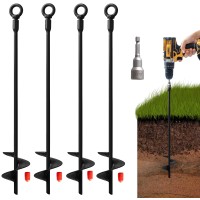 Vasgor 18 Ground Anchors 4Pcs Easy To Use With Drill 30Mm Diameter Heavy Duty Anchor Hook For Camping Tent Canopies Car