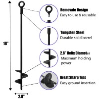 Vasgor 18 Ground Anchors 4Pcs Easy To Use With Drill 30Mm Diameter Heavy Duty Anchor Hook For Camping Tent Canopies Car