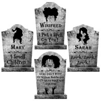 Limbridge Outdoor Halloween Decorations 4Ct Large Hocus Pocus Witches Tombstones Gravestone Decor Yard Signs With Stakes 16