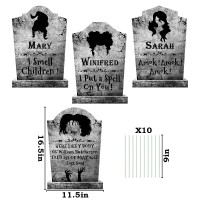 Limbridge Outdoor Halloween Decorations 4Ct Large Hocus Pocus Witches Tombstones Gravestone Decor Yard Signs With Stakes 16