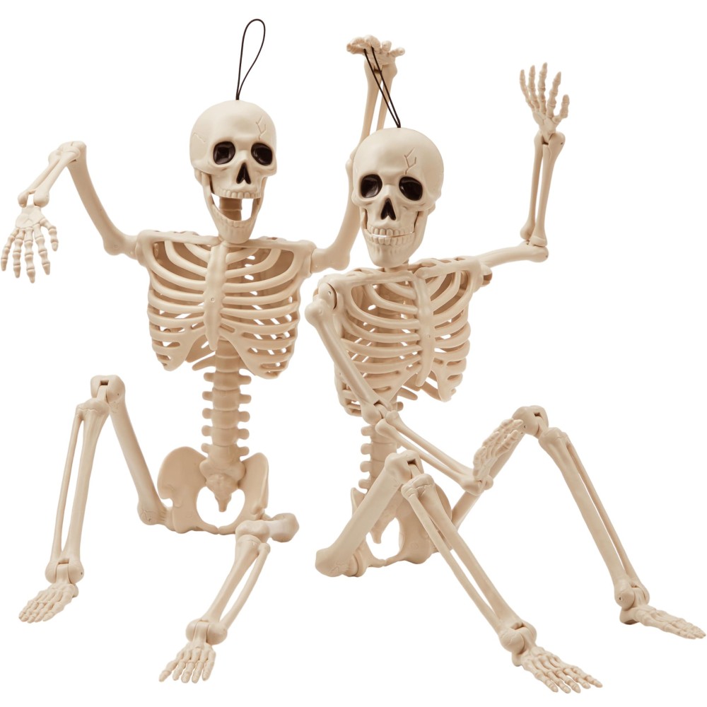 Joyin 2 Pcs 24 Halloween Skeletons Full Body Posable Skeletons Human Plastic Bones With Movable Joints For Spooky Indoor And