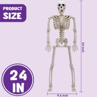 Joyin 2 Pcs 24 Halloween Skeletons Full Body Posable Skeletons Human Plastic Bones With Movable Joints For Spooky Indoor And