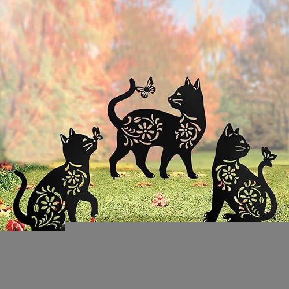 Hokfirm Cat Garden Decor Metal Cat Decorative Garden Stakes For Outside Patio Outdoor Charming Set Of 3 Cat Yard Decor