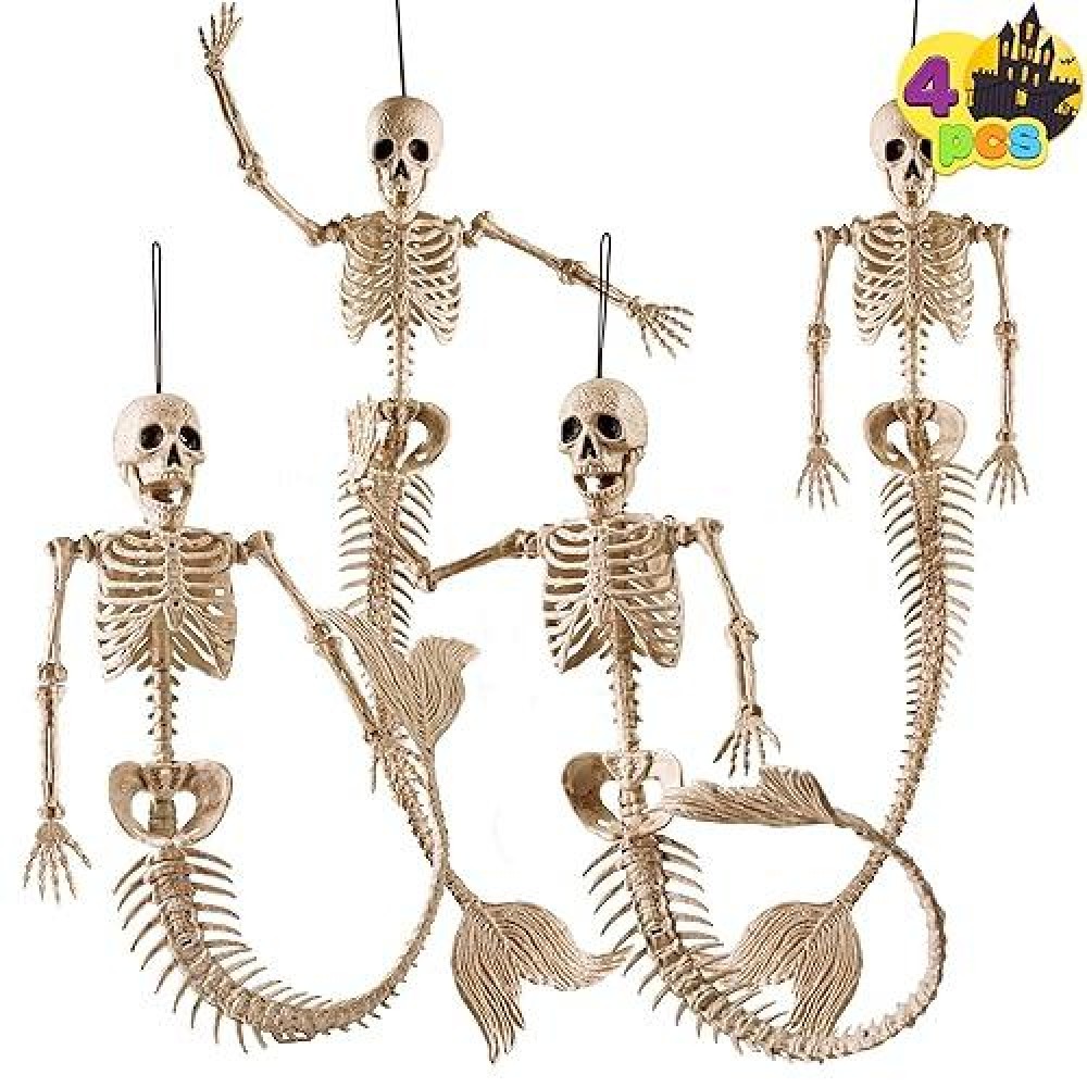 Joyin 4 Pcs 20 Halloween Mermaid Skeleton Plastic Bones With Posable Joints For Photo Props Decorations Trick Or Treat Decor