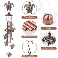 Nowpis Sea Turtle Wind Chimes For Outside Decorative Wind Chimes With 4 Aluminum Tubes Hanging Bells Memorial Windchimes Outdo