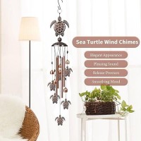 Nowpis Sea Turtle Wind Chimes For Outside Decorative Wind Chimes With 4 Aluminum Tubes Hanging Bells Memorial Windchimes Outdo