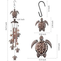 Nowpis Sea Turtle Wind Chimes For Outside Decorative Wind Chimes With 4 Aluminum Tubes Hanging Bells Memorial Windchimes Outdo