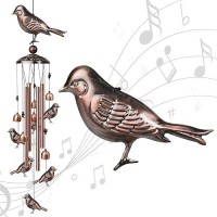 Nowpis Birds Wind Chimes For Outside  Decorative Wind Chimes With 4 Aluminum Tubes Hanging Bells  Memorial Windchimes Outdoors With S Hook For Patio Garden Decor  Unique Gift For Mom Grandma