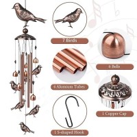 Nowpis Birds Wind Chimes For Outside  Decorative Wind Chimes With 4 Aluminum Tubes Hanging Bells  Memorial Windchimes Outdoors With S Hook For Patio Garden Decor  Unique Gift For Mom Grandma