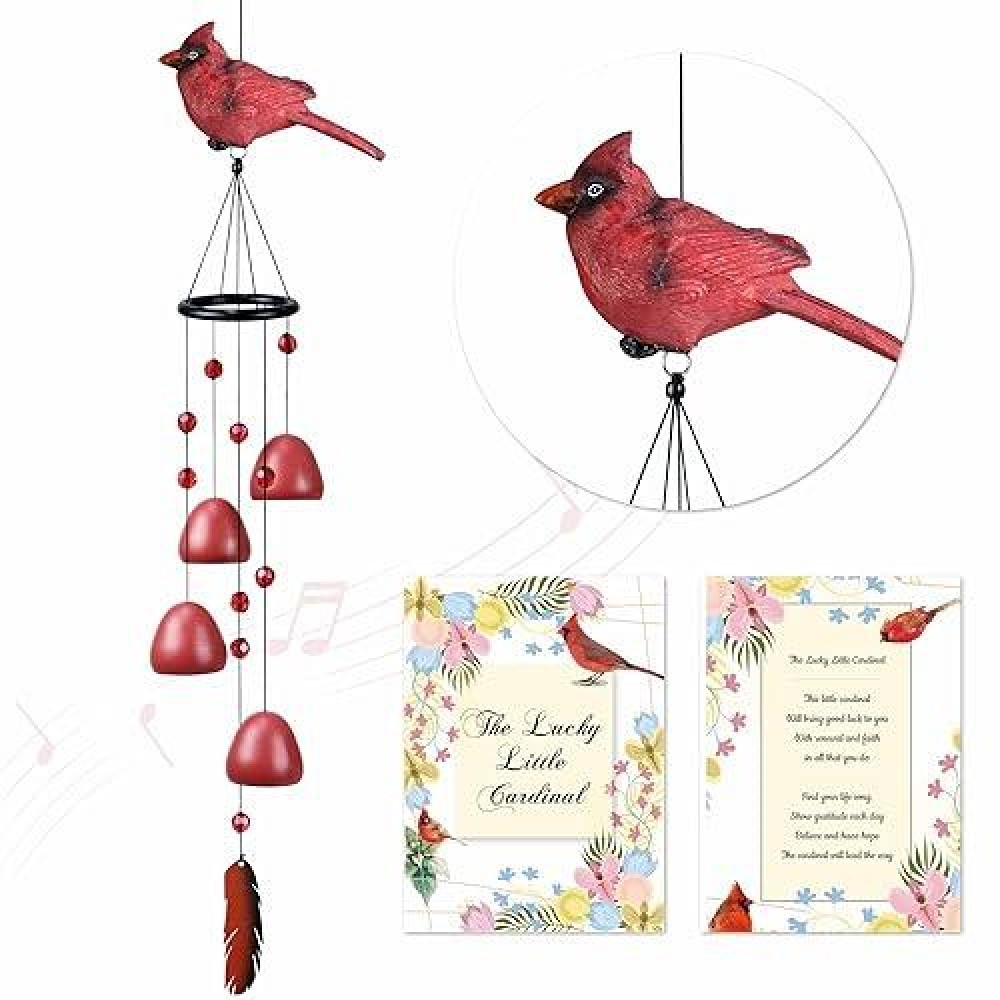 Efoleya Cardinal Gifts Cardinal Wind Chimes For Outside Red Bird Wind Chimes Outdoor Decorations For Momgrandma Garden Patio B