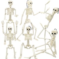 6 Packs Halloween Skeletons 16 Inch Posable Skeletons Halloween Decorations With Movable Posable Joints Full Body Mini Plastic