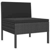vidaXL Black Poly Rattan 10 Piece Patio Lounge Set WeatherResistant Outdoor Furniture with Cushions Modular and Portable De