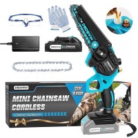 Dodowin 6Inch Mini Chainsaw Gifts For Men Husband Dad Rechargeable Cordless Electric Power Chainsaw Small Handheld Chain Saw