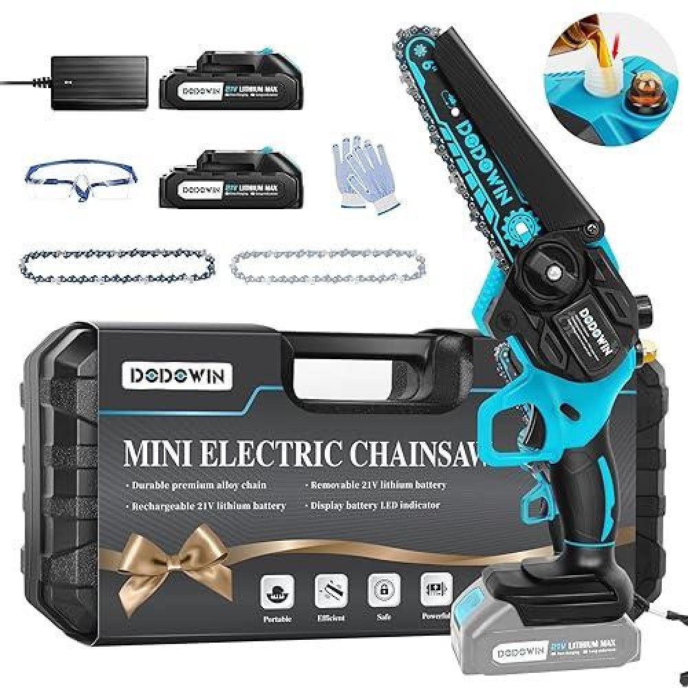 Dodowin Mini Chainsaw Cordless 6 Inch Handheld Electric Chainsaw Battery Powered For Wood Cutting Mens Dad Husband Gifts For Fa