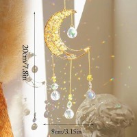 Crystal Moon Suncachersun Catchers Indoor Window Prism Moon Crystal Dream Catcher Natural Healing Stones Rainbow Maker Garden C