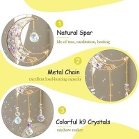 Crystal Moon Suncachersun Catchers Indoor Window Prism Moon Crystal Dream Catcher Natural Healing Stones Rainbow Maker Garden C