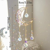 Crystal Moon Suncachersun Catchers Indoor Window Prism Moon Crystal Dream Catcher Natural Healing Stones Rainbow Maker Garden C