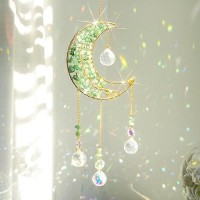 Crystal Moon Suncachersun Catchers Indoor Window Prism Moon Crystal Dream Catcher Natural Healing Stones Rainbow Maker Garden C