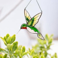 Diudiulyu Hummingbird Suncatcher Stained Glass Window Hanging Ornament Sun Catchers Indoor Window Decor Hummingbird Gifts For Mo