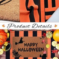 Halloween Decor Doormat Combo Set 100 Coco Coir Welcome Mat 28 X 43 Inches Orange And Black Striped Rug Halloween Fall Fro