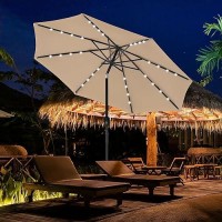 Yssoa 9' Solar 32 Lighted Patio Table Market Push Button Tilt/Crank Outdoor Umbrella For Garden  Deck  Backyard And Pool  9Ft-Led  9Ft-Led-Tan