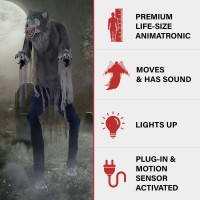 Haunted Hill Farm 7Ft Tall Towering Werewolf Motionactivated Halloween Animatronic For Indoor Or Covered Outdoor Creepy Hall