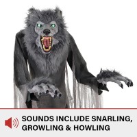 Haunted Hill Farm 7Ft Tall Towering Werewolf Motionactivated Halloween Animatronic For Indoor Or Covered Outdoor Creepy Hall