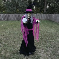 Haunted Hill Farm 6Ft Tall Fortune Teller Witch Plugin Motionactivated Talking Scare Prop Halloween Animatronic For Indoor