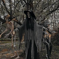 Haunted Hill Farm 75Ft Tall Macabre Skeleton Witch Motionactivated Talking Halloween Animatronic For Indoor Or Covered Outd